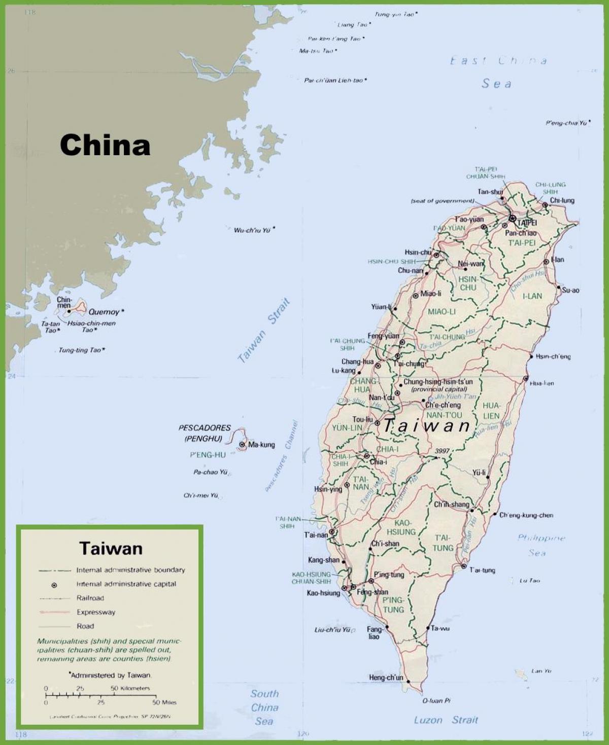 yon kat jeyografik nan Taiwan