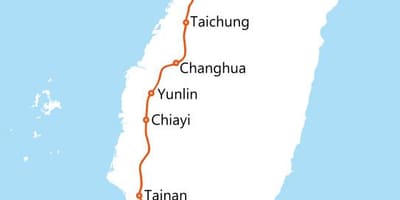 Taiwan gwo vitès tren wout kat jeyografik